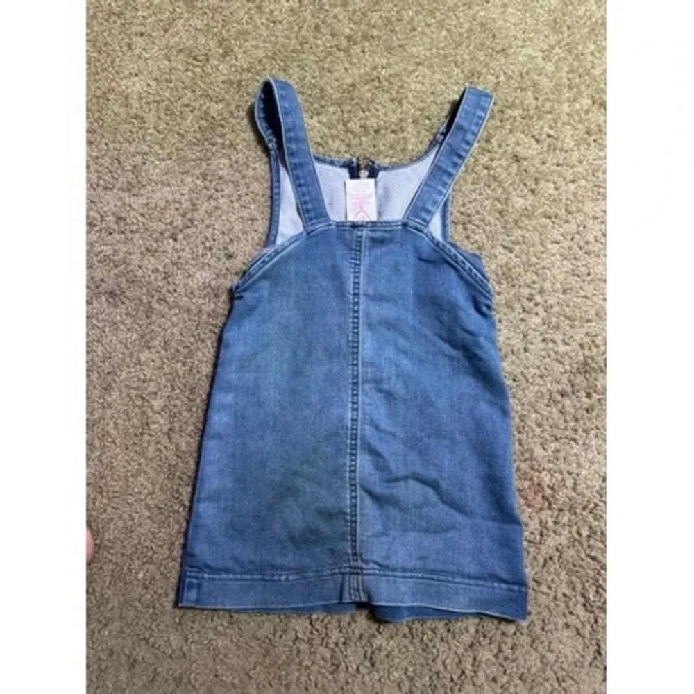 365 Kids From Garanimals Denim Jumper Dress Blue Heart Pockets Size 5 GAKD22035H